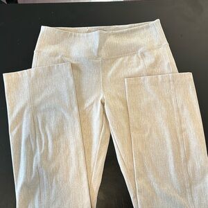 Athleta Delancey Cream Flare Herringbone Large Tall Pants
